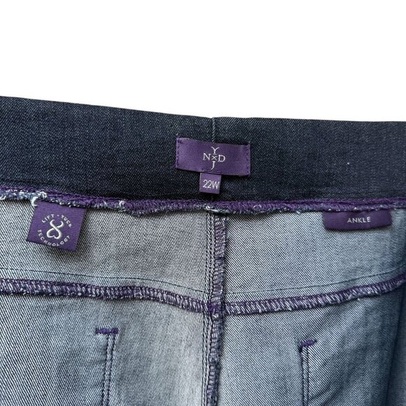 NYDJ Ankle Jeans Plus Size 22W Blue Stretch Dark Denim Lift Tuck Pull on - Picture 9 of 12